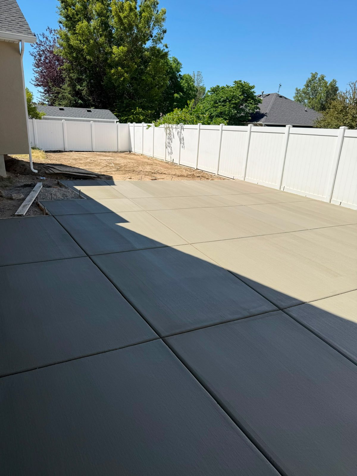 Freshly finished concrete patio